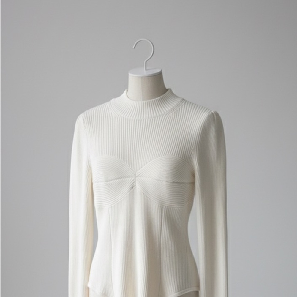 Fleur du Mal Knit Corset Bustier Sweater Top Size L